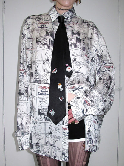 1JINN STUDIO x Snoopy Collaboration Vintage Newspaper Loose Shirt【s0000018650】