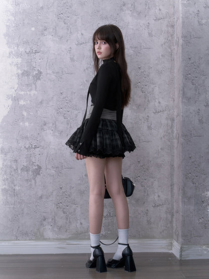 Black&Gray Faux Two-Piece Fit Top With Neck Warmer【s0000018757】