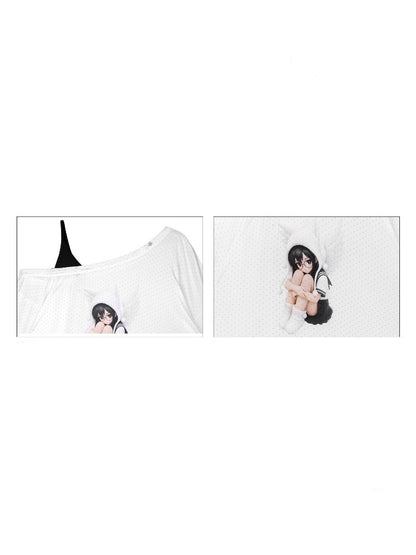 White Star Sailor Angel Crossbody Fake Two-Piece Loose T-shirt【s0000018759】
