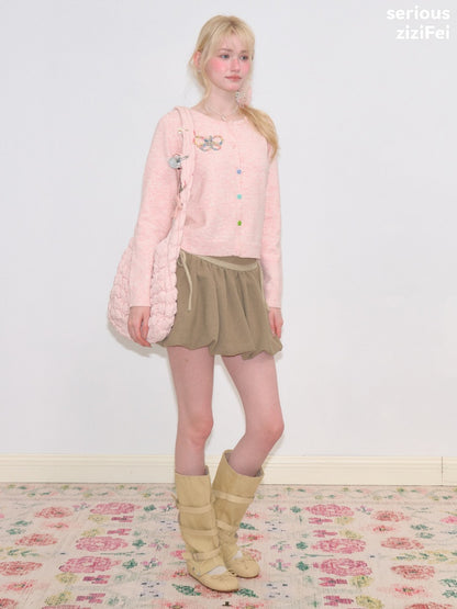 Vintage Butterfly Embroidery Soft Slimming Pink Knit Cardigan【s0000018771】