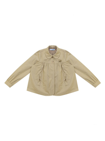 Vintage Doll Collar Khaki Girly Workwear Loose Jacket【s0000018776】
