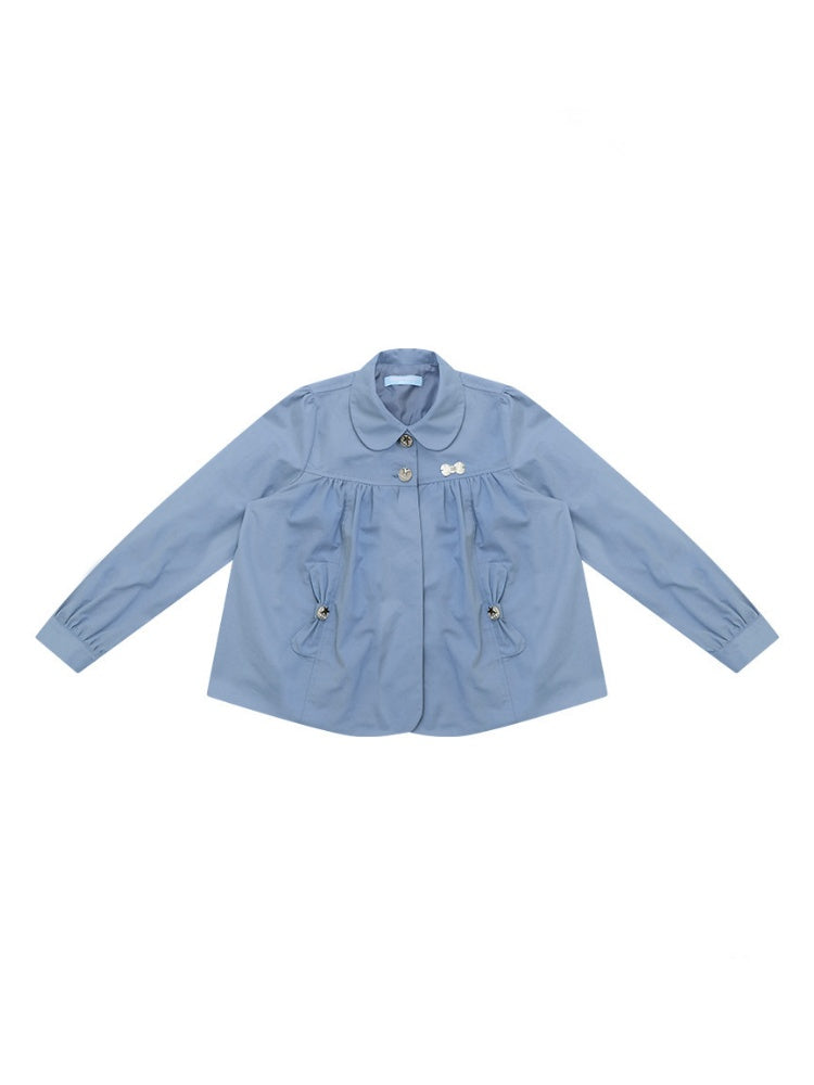 Vintage Doll Collar Blue Girly Workwear Loose Jacket【s0000018777】