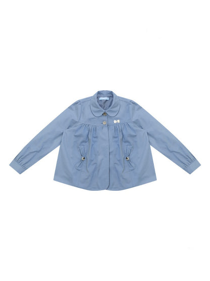 Vintage Doll Collar Blue Girly Workwear Loose Jacket【s0000018777】