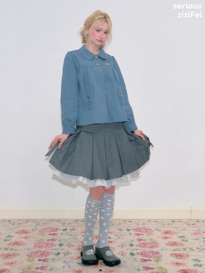 Vintage Doll Collar Blue Girly Workwear Loose Jacket【s0000018777】