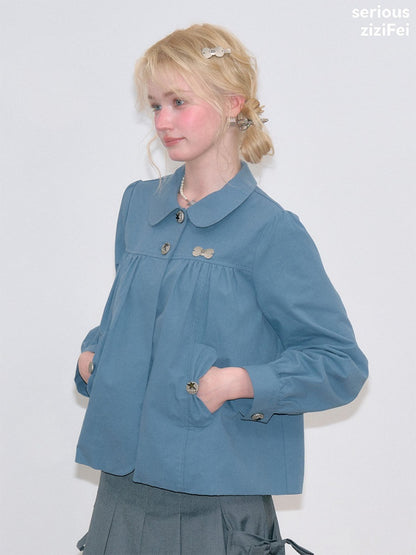 Vintage Doll Collar Blue Girly Workwear Loose Jacket【s0000018777】