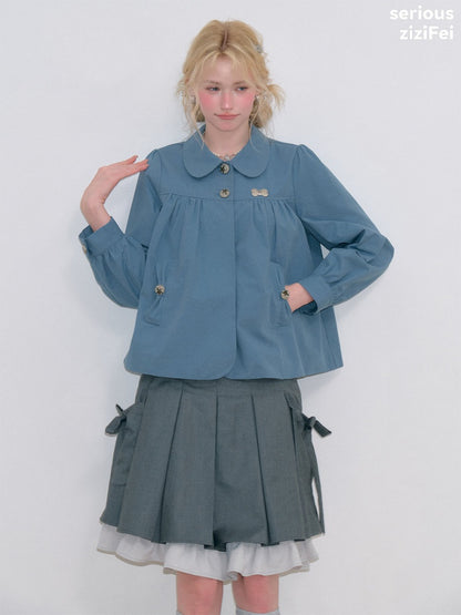 Vintage Doll Collar Blue Girly Workwear Loose Jacket【s0000018777】
