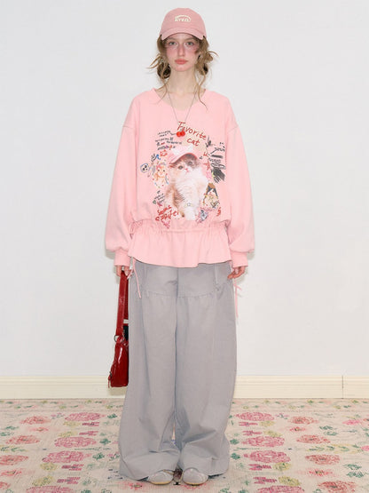Light Gray Pockets High-Waisted Slimming Drape Wide-Leg Workwear Casual Long Pants【s0000018779】