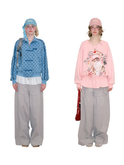Light Gray Pockets High-Waisted Slimming Drape Wide-Leg Workwear Casual Long Pants【s0000018779】
