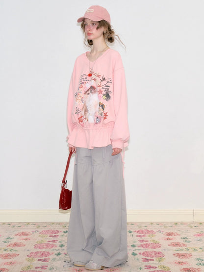Light Gray Pockets High-Waisted Slimming Drape Wide-Leg Workwear Casual Long Pants【s0000018779】