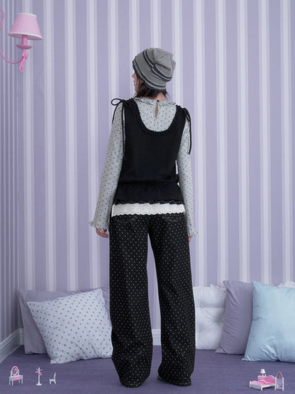 Y2K Gray-Black Tank Top Patchwork Fake Two-Piece Top【s0000018785】