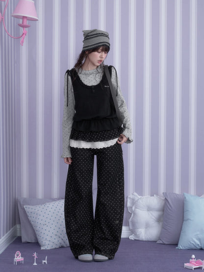 Y2K Gray-Black Tank Top Patchwork Fake Two-Piece Top【s0000018785】