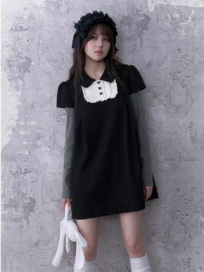 Dark Doll Stylish Doll Collar Holiday Two Long-Sleeve Dress【s0000018786】