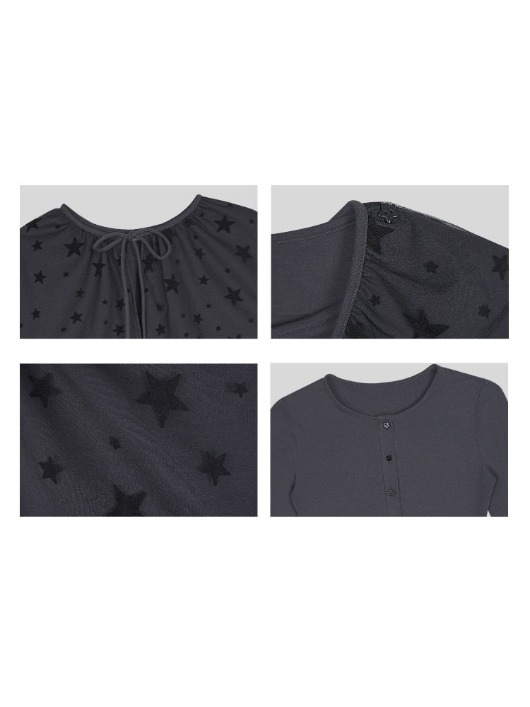 Gray-Purple Cardigan&Star Shawl Detachable Two-Piece Set【s0000018787】
