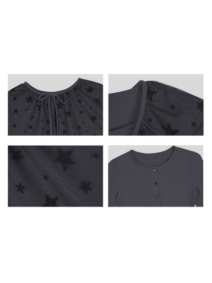 Gray-Purple Cardigan&Star Shawl Detachable Two-Piece Set【s0000018787】
