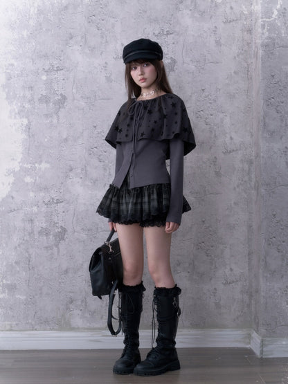 Gray-Purple Cardigan&Star Shawl Detachable Two-Piece Set【s0000018787】