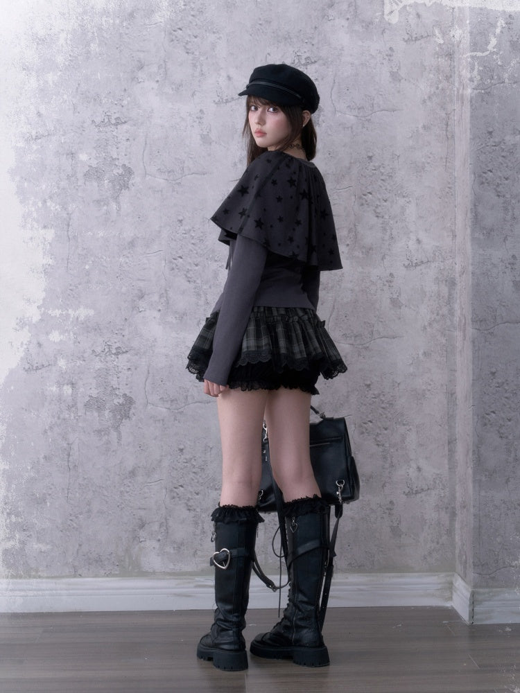Gray-Purple Cardigan&Star Shawl Detachable Two-Piece Set【s0000018787】