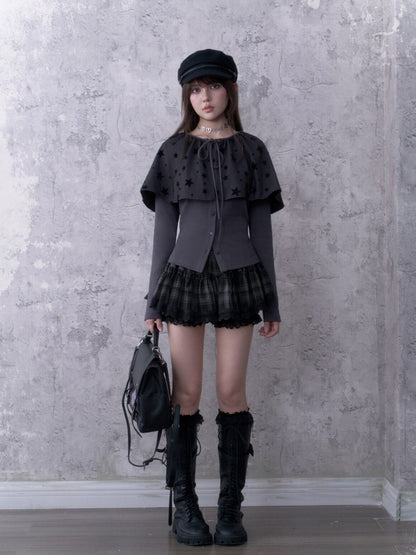 Gray-Purple Cardigan&Star Shawl Detachable Two-Piece Set【s0000018787】