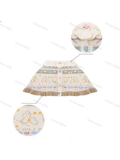 Star Rabbit Dreams Journey Apricot Cape Shawl Two-Piece Sweater Knit Cardigan【s0000018797】