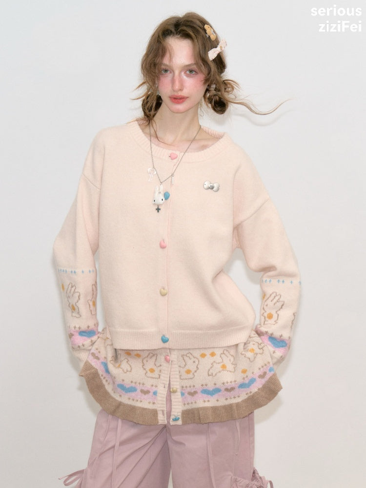Star Rabbit Dreams Journey Apricot Cape Shawl Two-Piece Sweater Knit Cardigan【s0000018797】
