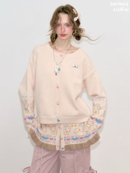 Star Rabbit Dreams Journey Apricot Cape Shawl Two-Piece Sweater Knit Cardigan【s0000018797】