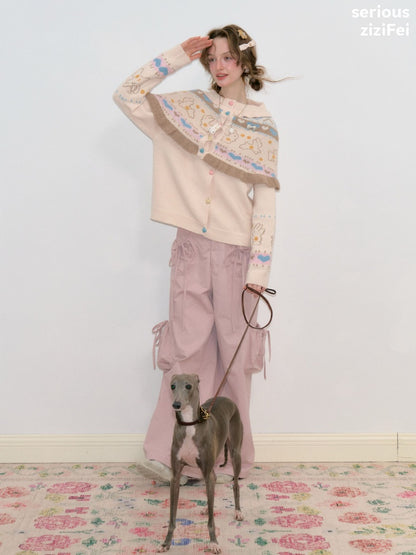 Star Rabbit Dreams Journey Apricot Cape Shawl Two-Piece Sweater Knit Cardigan【s0000018797】