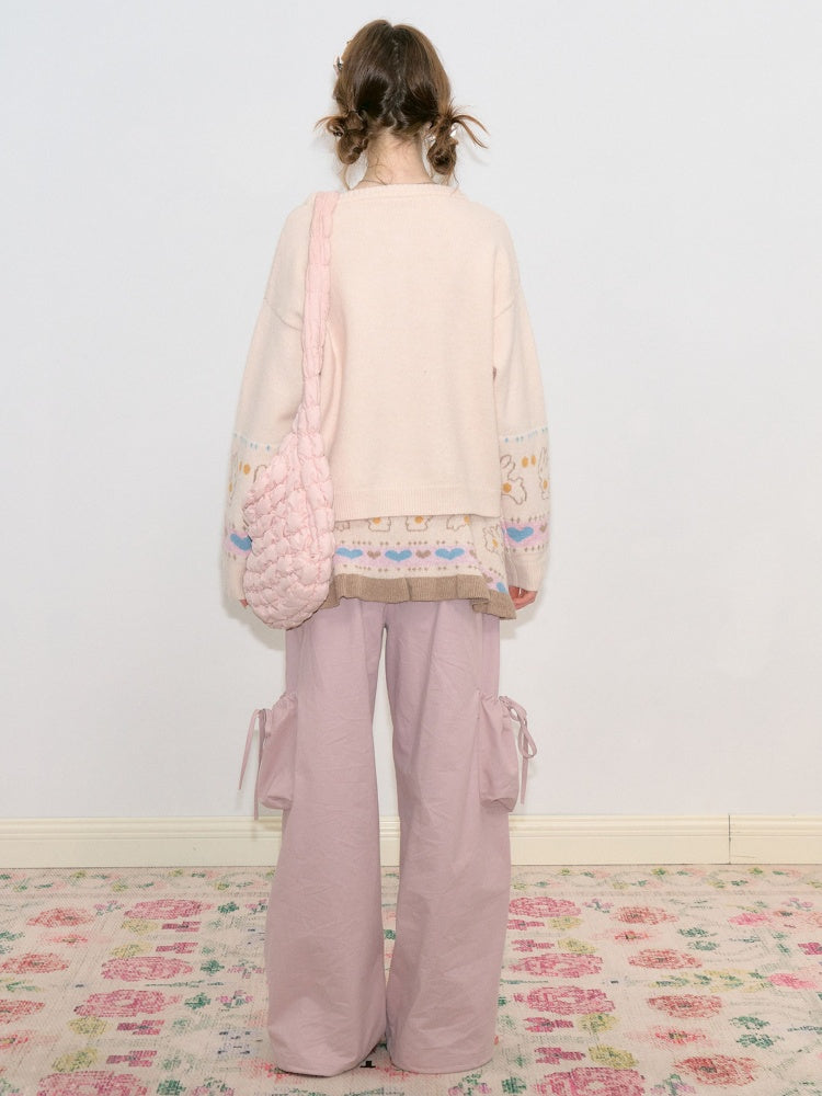 Star Rabbit Dreams Journey Apricot Cape Shawl Two-Piece Sweater Knit Cardigan【s0000018797】