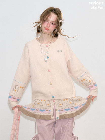 Star Rabbit Dreams Journey Apricot Cape Shawl Two-Piece Sweater Knit Cardigan【s0000018797】