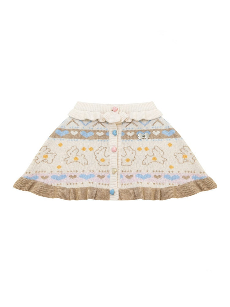Star Rabbit Dreams Journey Apricot Cape Shawl Two-Piece Sweater Knit Cardigan【s0000018797】
