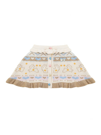 Star Rabbit Dreams Journey Apricot Cape Shawl Two-Piece Sweater Knit Cardigan【s0000018797】