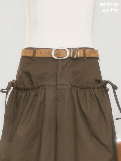 Suede American Vintage Distressed Metal Buckle Brown Belt【s0000018915】