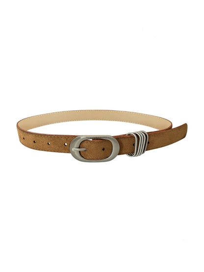 Suede American Vintage Distressed Metal Buckle Brown Belt【s0000018915】