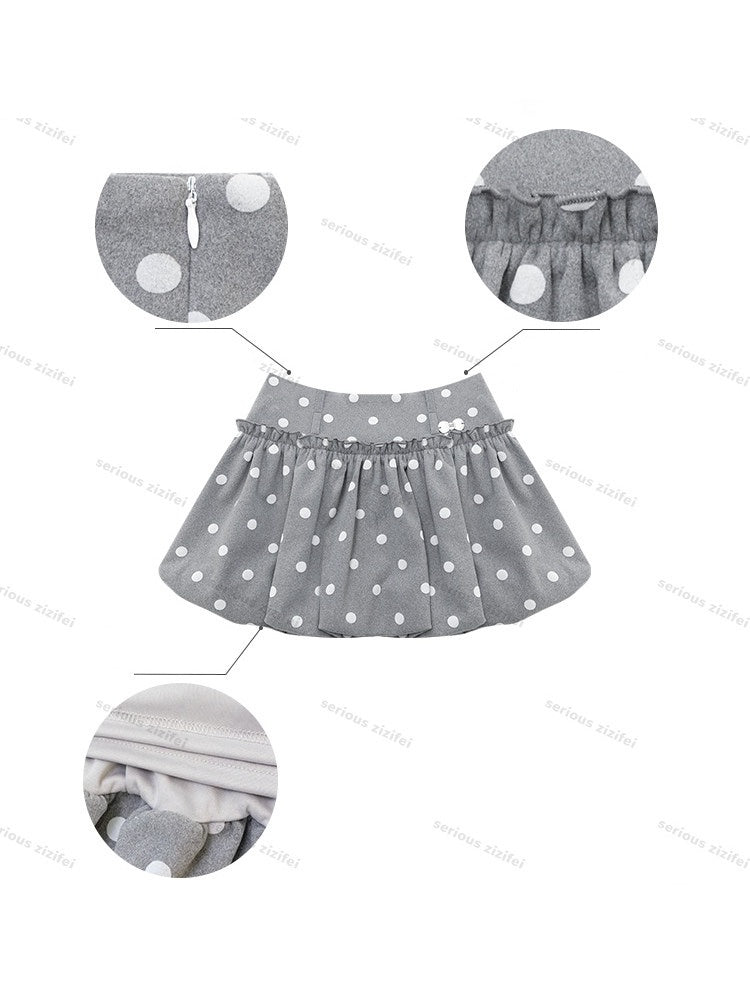 Gray Polka Dot High-Waisted Slimming Bud Pocket Short Skirt【s0000018928】
