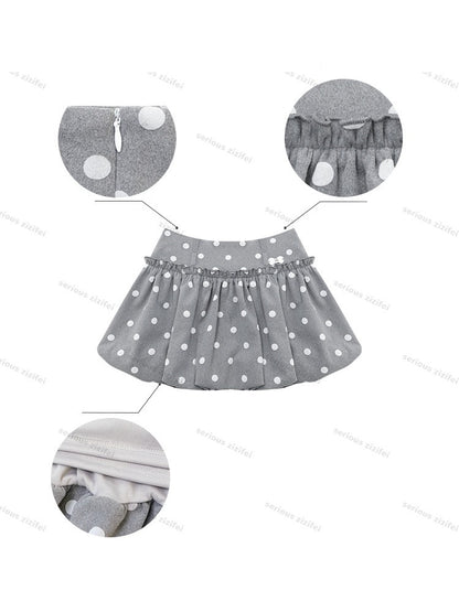 Gray Polka Dot High-Waisted Slimming Bud Pocket Short Skirt【s0000018928】
