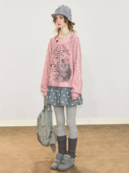 Gray Polka Dot High-Waisted Slimming Bud Pocket Short Skirt【s0000018928】