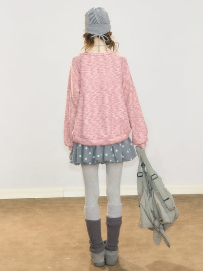 Gray Polka Dot High-Waisted Slimming Bud Pocket Short Skirt【s0000018928】