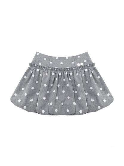 Gray Polka Dot High-Waisted Slimming Bud Pocket Short Skirt【s0000018928】