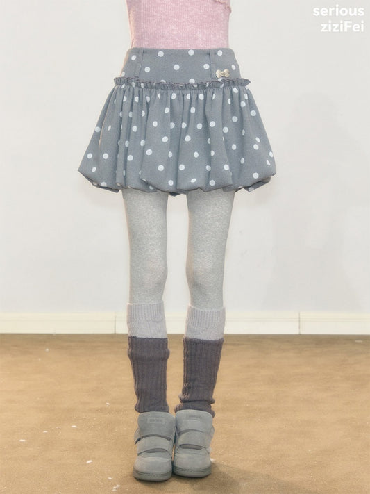 Gray Polka Dot High-Waisted Slimming Bud Pocket Short Skirt【s0000018928】