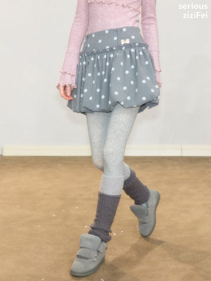 Gray Polka Dot High-Waisted Slimming Bud Pocket Short Skirt【s0000018928】