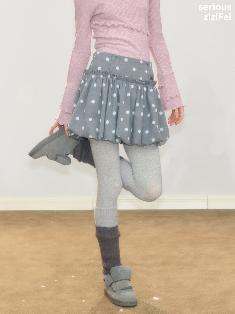 Gray Polka Dot High-Waisted Slimming Bud Pocket Short Skirt【s0000018928】