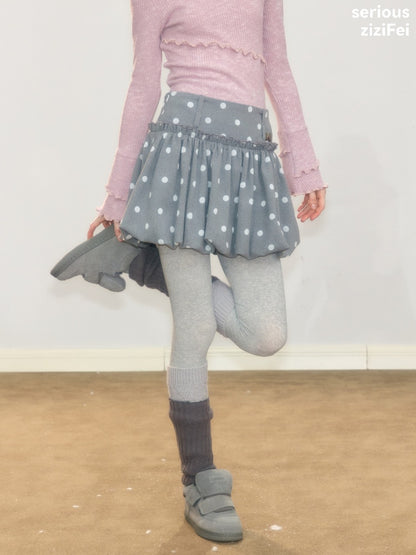 Gray Polka Dot High-Waisted Slimming Bud Pocket Short Skirt【s0000018928】