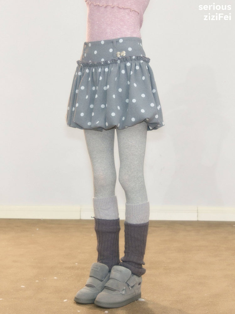 Gray Polka Dot High-Waisted Slimming Bud Pocket Short Skirt【s0000018928】