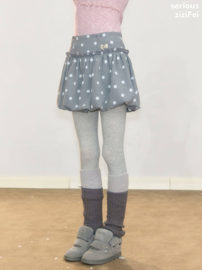 Gray Polka Dot High-Waisted Slimming Bud Pocket Short Skirt【s0000018928】