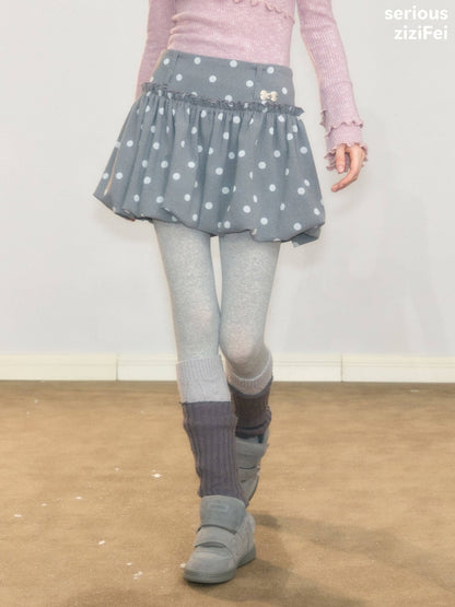 Gray Polka Dot High-Waisted Slimming Bud Pocket Short Skirt【s0000018928】