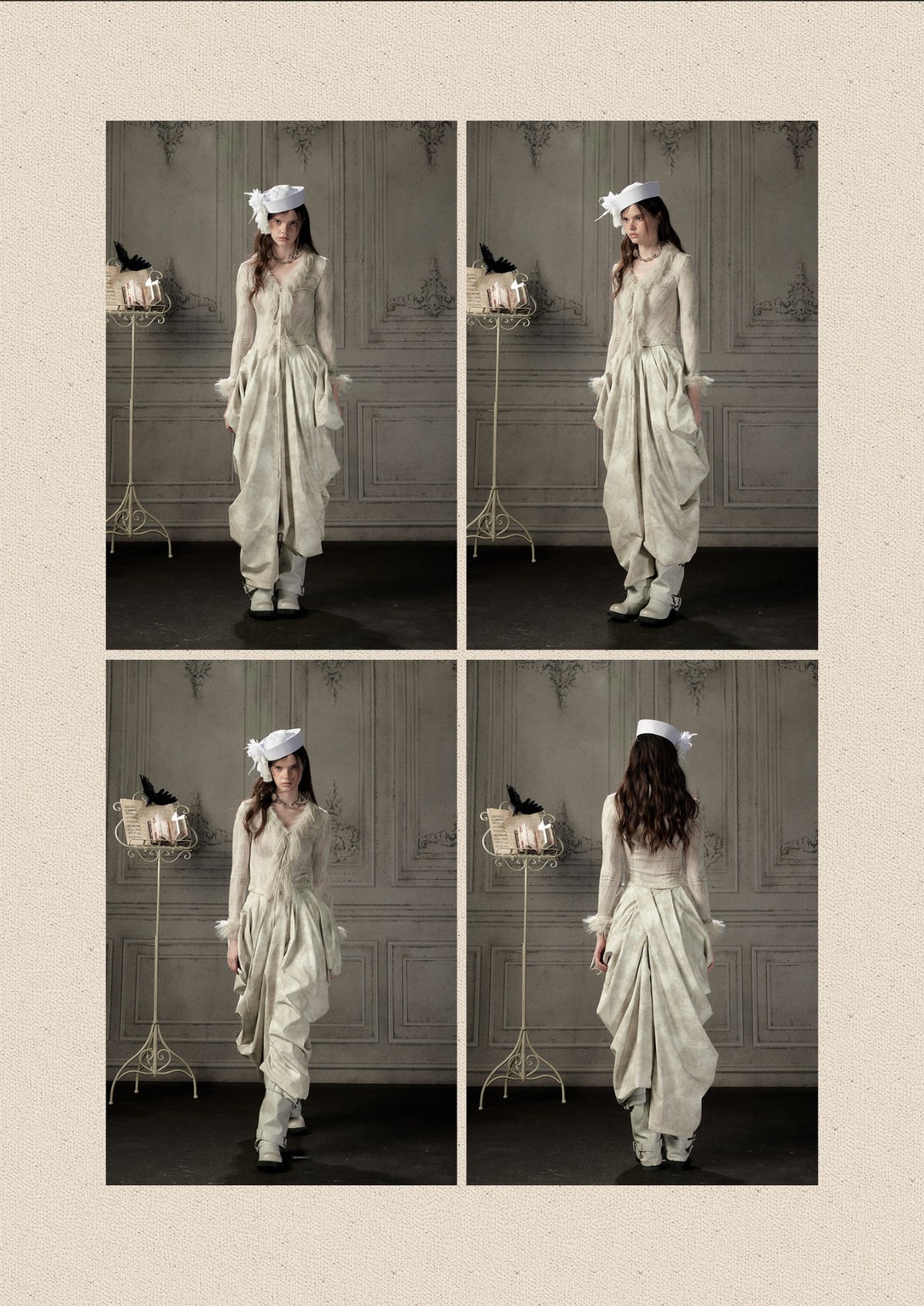 Fur Collar Beige Long Sleeve Short Top【s0000018935】
