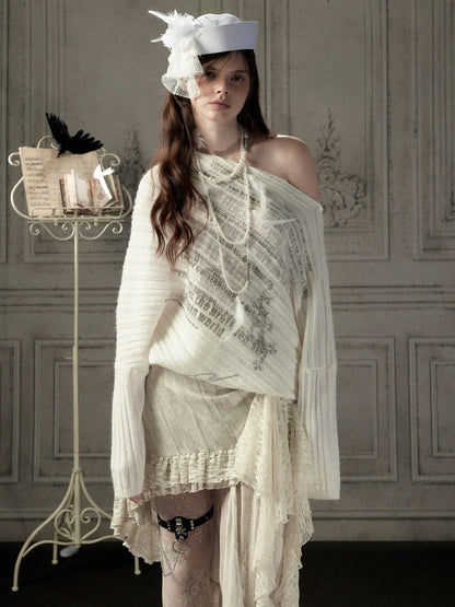 Lace Patchwork Beige Irregular Short Skirt【s0000018937】