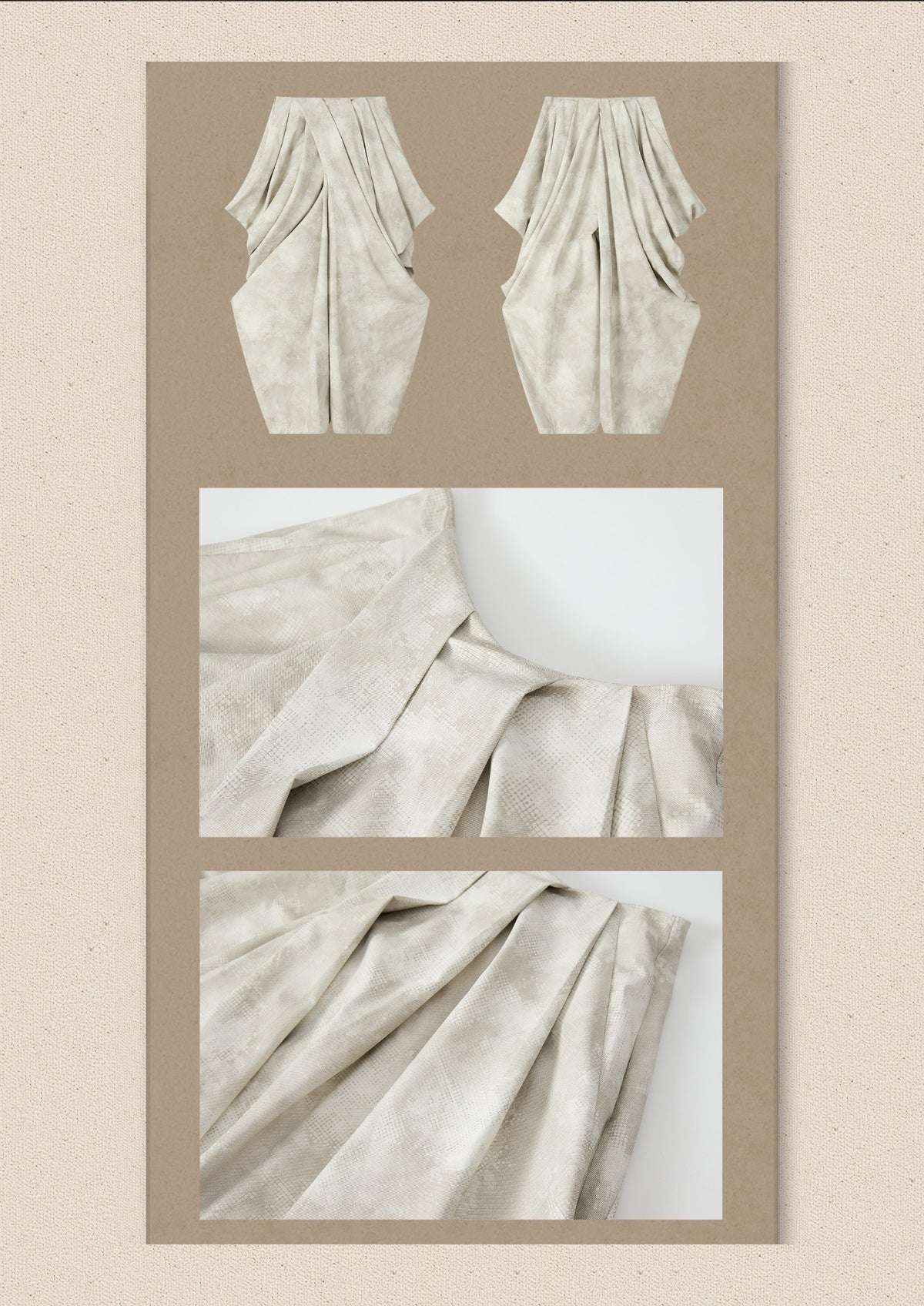 Niche Pleated Layered Beige Asymmetric Long Pants【s0000018938】