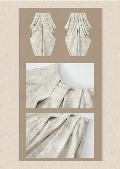 Niche Pleated Layered Beige Asymmetric Long Pants【s0000018938】