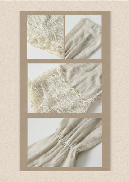 Lace Patchwork Leg Covers Slouchy Beige Calf Socks【s0000018939】