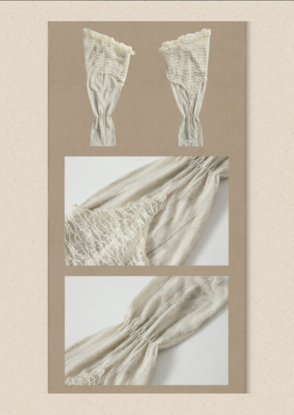 Lace Patchwork Leg Covers Slouchy Beige Calf Socks【s0000018939】
