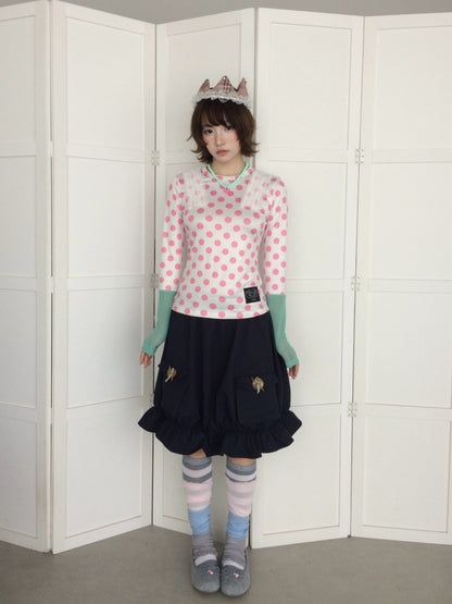 Twill Workwear Buttons Casual Ruffle Bud Midi Skirt【s0000018947】